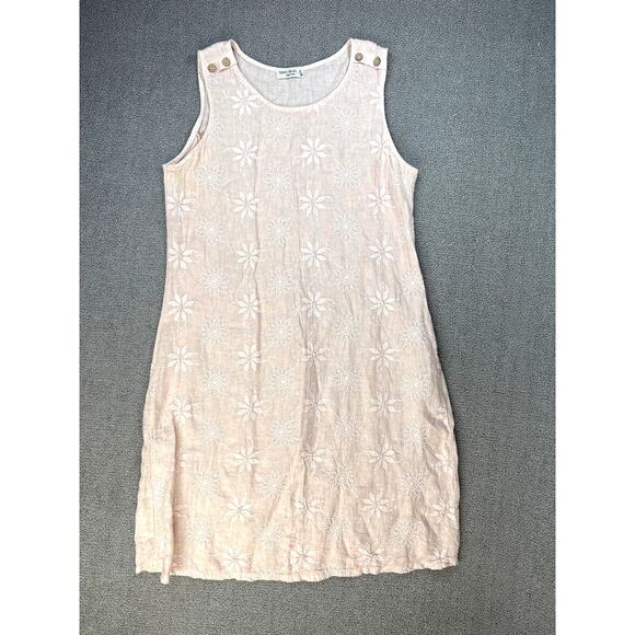 Terzo MillennioLinen Dress Mini Floral Embroidered Cottagecore Size Medium - Picture 1 of 9